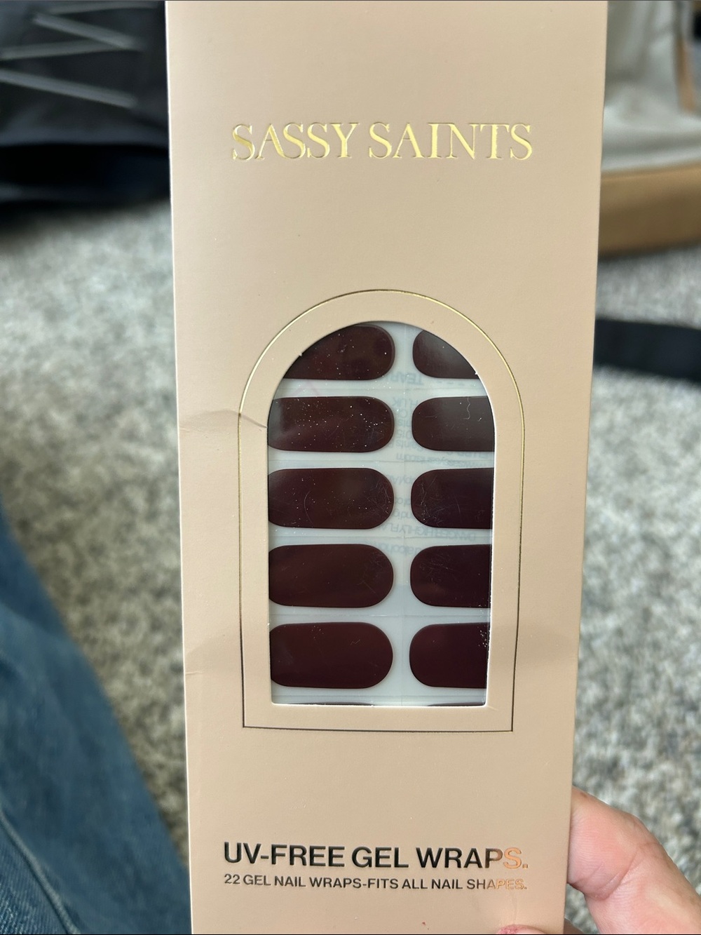 UV-Free Gel Press-On Nails in Deep Burgundy